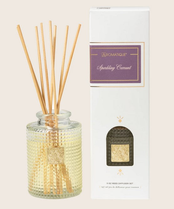 SPARKLING CURRANT Aromatique Reed Diffuser Gift Set Glass Vessel