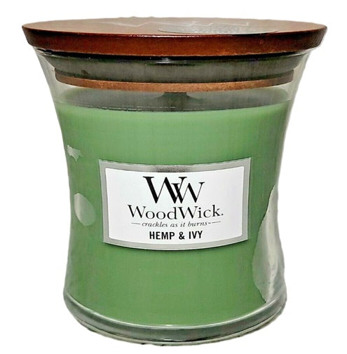 HEMP IVY WoodWick 10 oz Medium Hourglass Jar Candle Burns 100 Hours