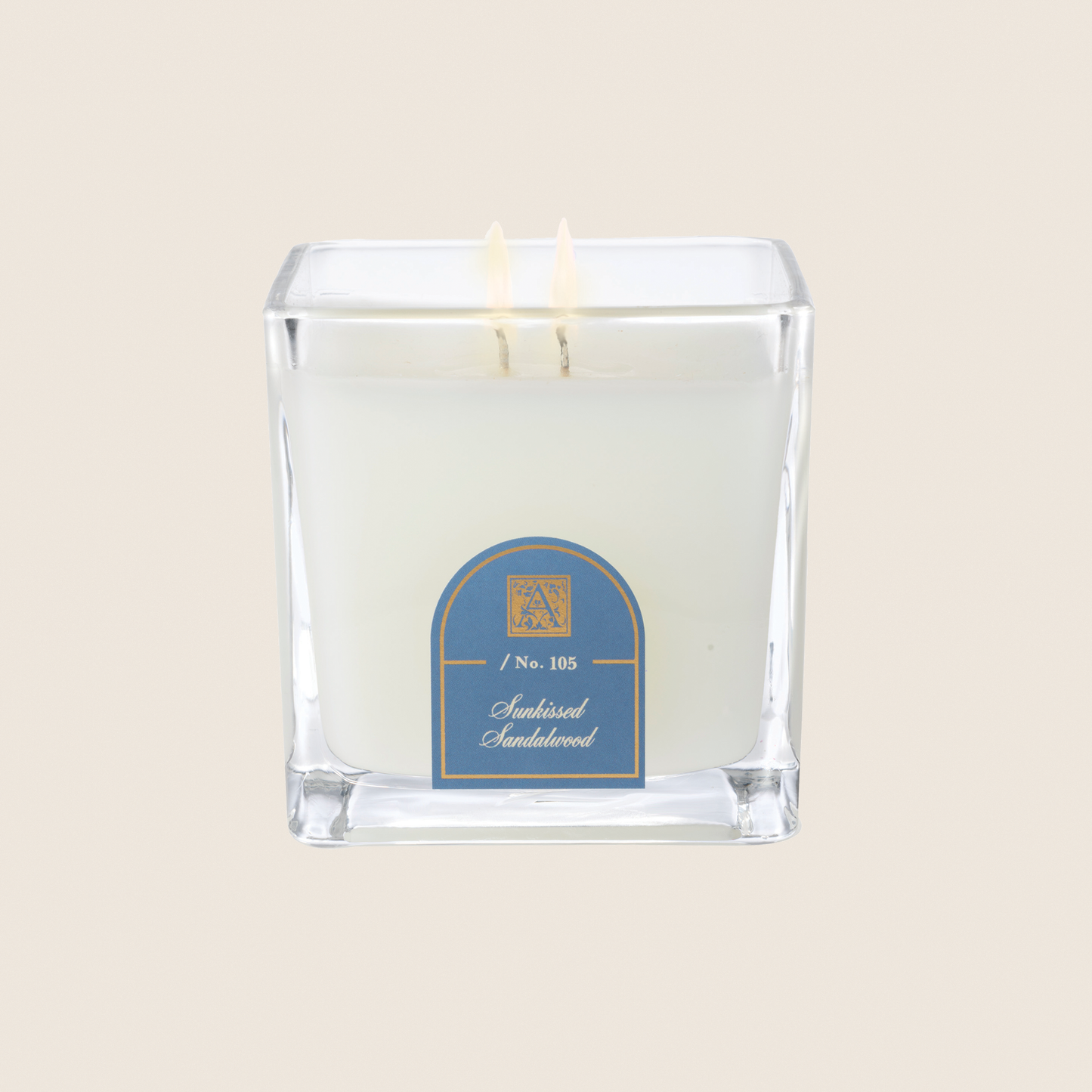 SUNKISSED SANDALWOOD  Aromatique Cube 12 oz Glass Scented Jar Candle