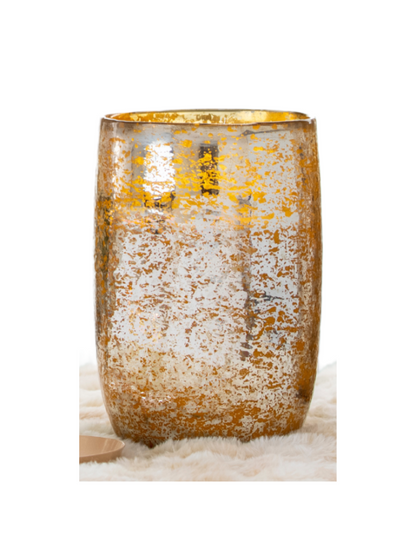 SICILIAN FIG Mixture Large Gold Mercury Hurricane 140 oz 5-Wick 11 in Tall Clear Soy Scented Jar Candle
