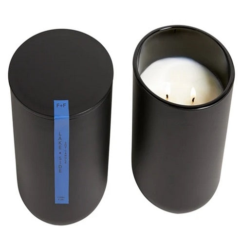 LAKE SIDE Field + Fleur 2-Wick Black Ceramic Lidded 10 oz Scented Jar Candle