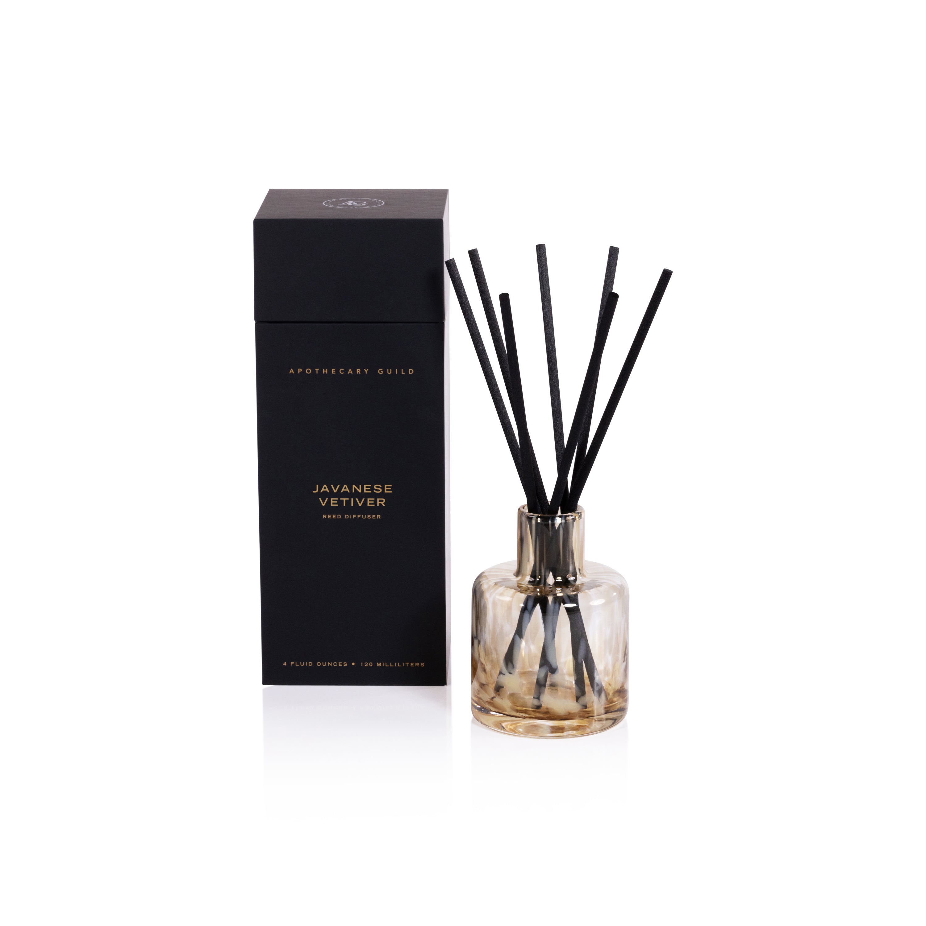 JAVANESE VETIVER Zodax Apothecary Guild Opal Glass Reed Diffuser - 4oz ...