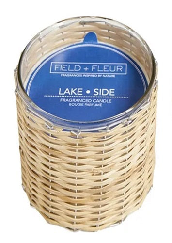 LAKE SIDE Field + Fleur Reed 2-Wick Handwoven 12 oz Scented Jar Candle
