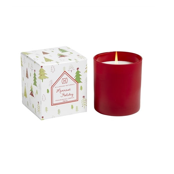 MERRIEST HOLIDAY Hillhouse Naturals Red Glass 7 oz Scented Jar Candle