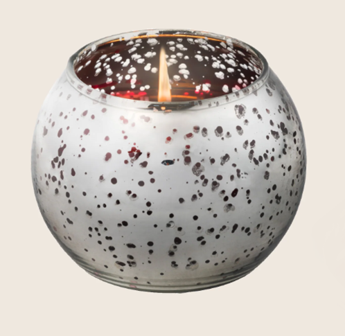 SMELL OF CHRISTMAS Aromatique Silver Metallic Globe 8 oz Scented Jar Candle