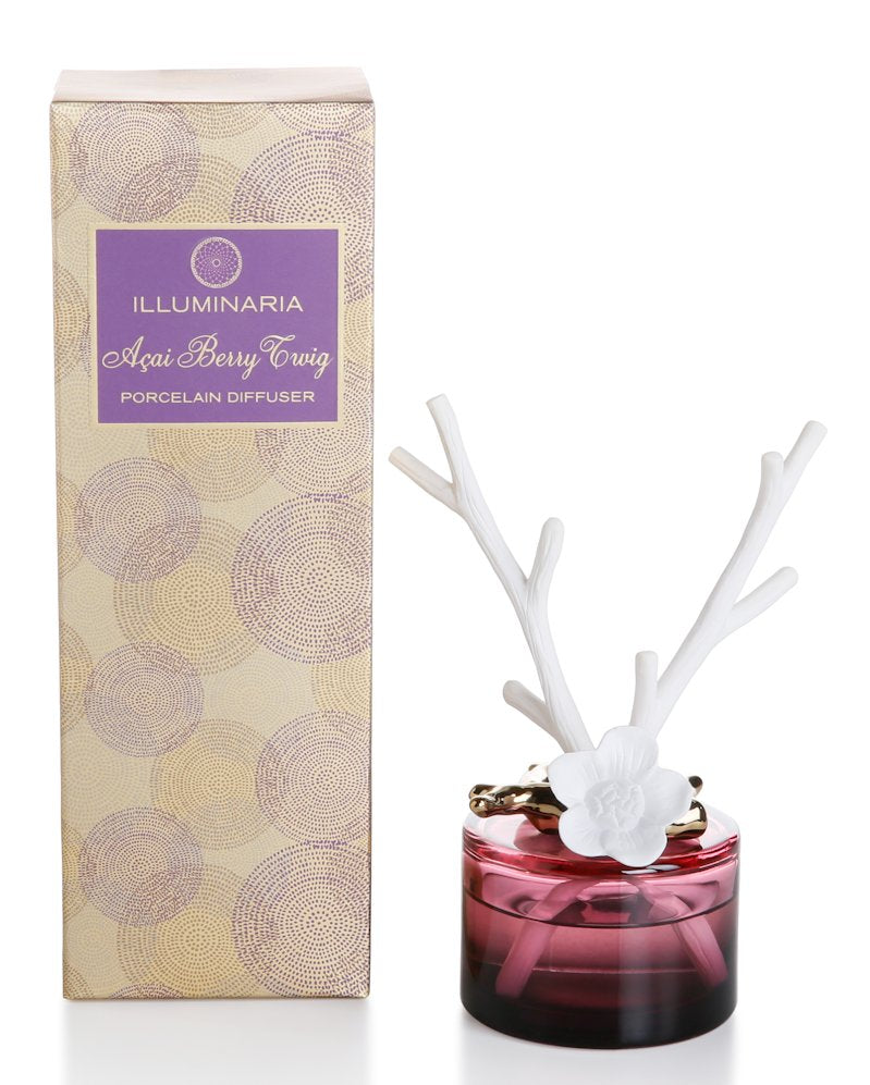 ACAI TWIG BERRY ZODAX Illuminaria Twigs and Flower Porcelain Diffuser