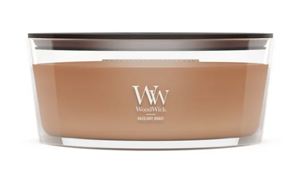 HAZELNUT-ROAST Ellipse HearthWick Flame Scented Candle by WoodWick