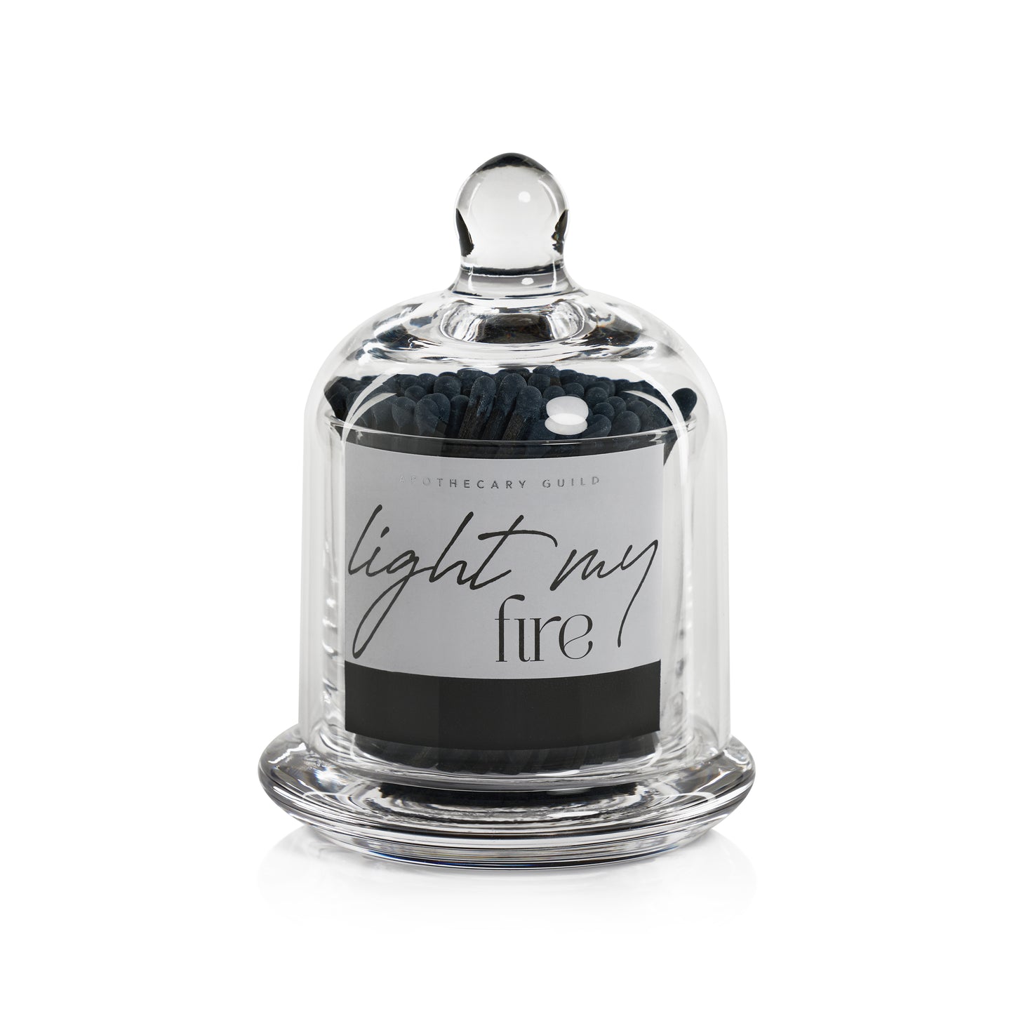 Zodax Apothecary Guild Light My Fire 3 in Matches with Glass Dome, 150 Pack - Black Stick - Navy Tip