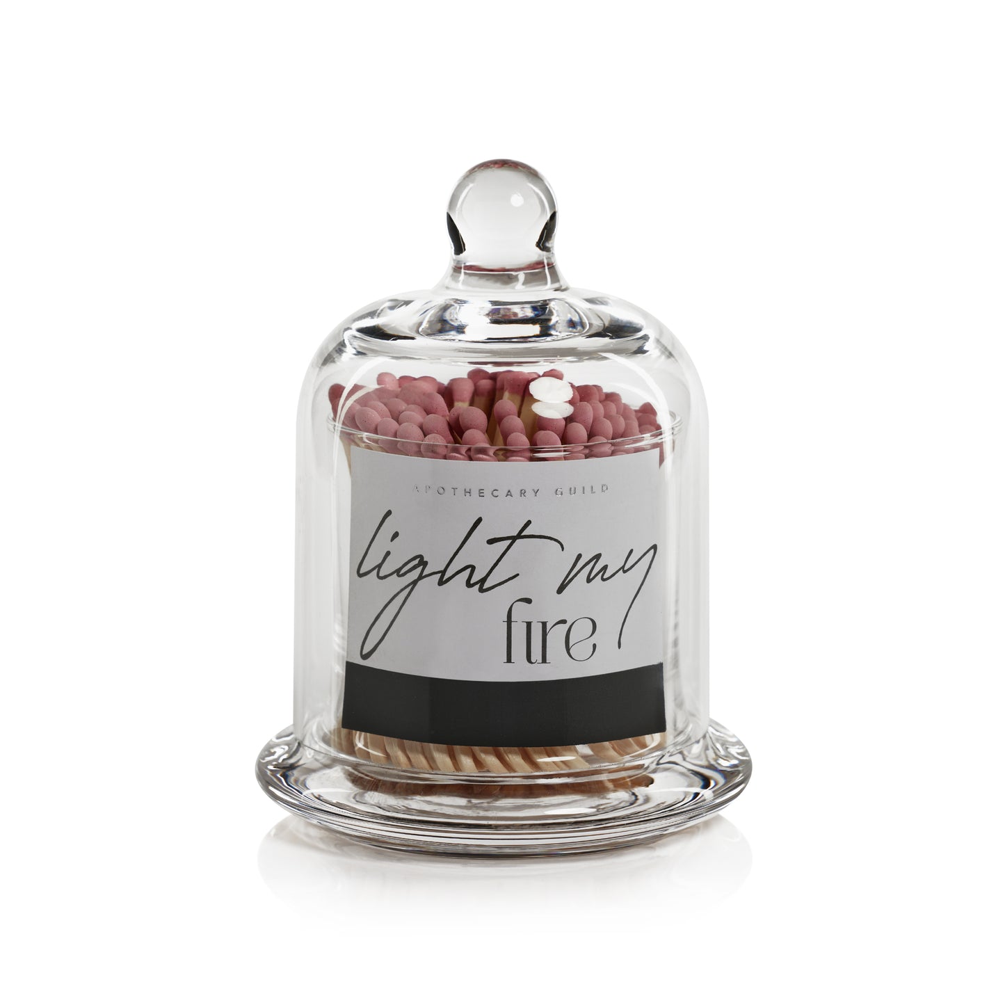Zodax Apothecary Guild Light My Fire 3 in Matches with Glass Dome, 150 Pack - Pink Tip
