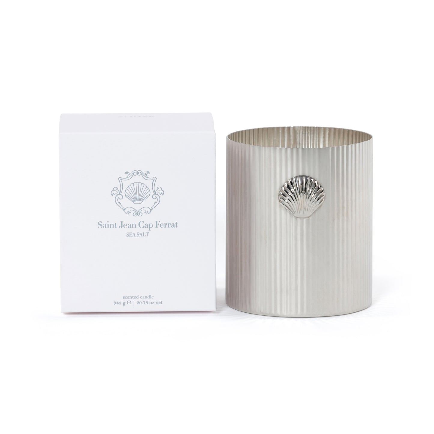 Sea Salt Citrus Cap Ferrat Fan Shell Design  30 oz Candle in Gift Box-Nickel