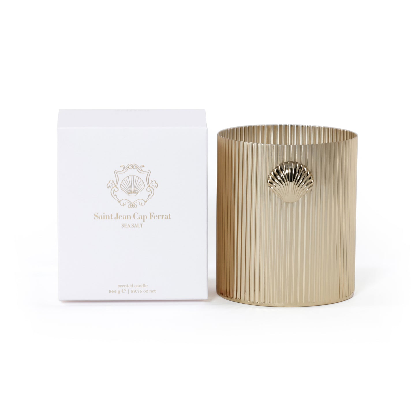 Sea Salt Citrus Cap Ferrat Fan Shell Design  30 oz Candle in Gift Box-Gold