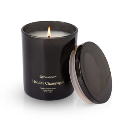 HOLIDAY CHAMPAGNE Aromatique Foundry 10oz Tinted Glass Scented Jar Candle