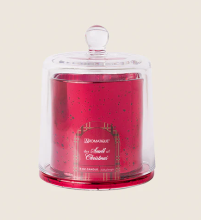 SMELL OF CHRISTMAS Aromatique Plaid Cloche Glass 5 oz Scented Jar Candle
