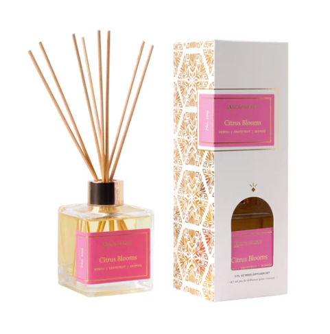 CITRUS BLOOMS Aromatique Reed Diffuser Gift Set Glass Vessel