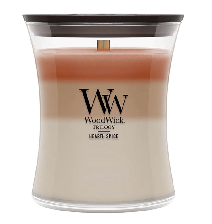 HEARTH SPICE WoodWick 10oz Jar Candle Burns 100 Hours - 3 in One