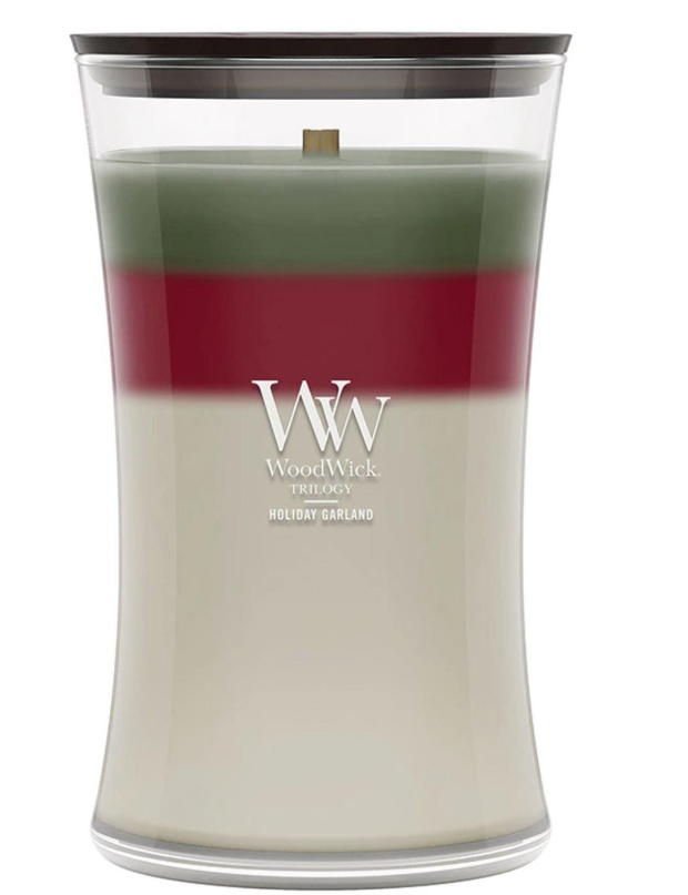 HOLIDAY GARLAND WoodWick 22oz Jar Candle Burns 180 Hours - 3 in One