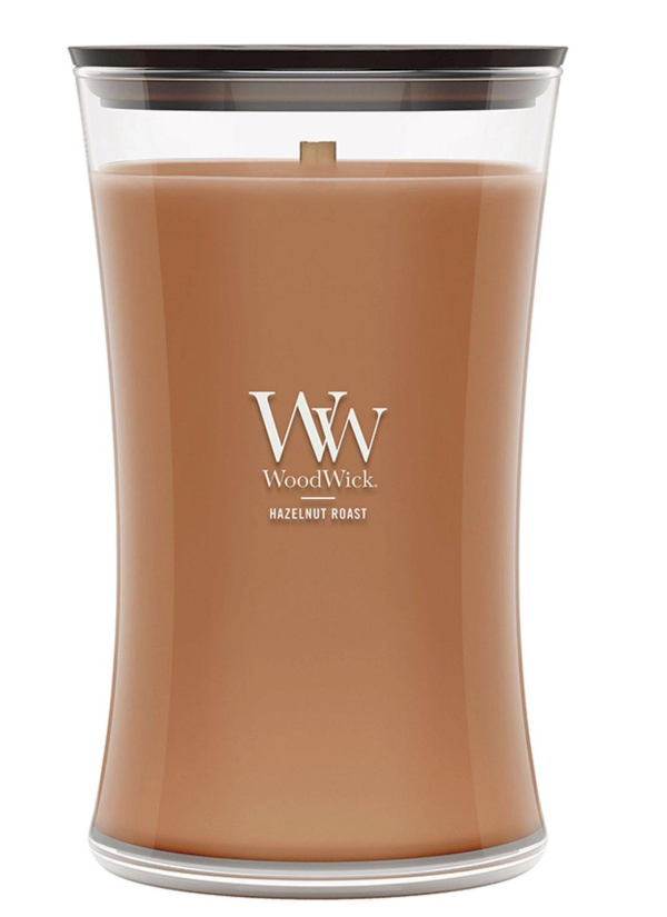 HAZELNUT-ROAST WoodWick 22oz Large Jar Candle Burns 180 Hours