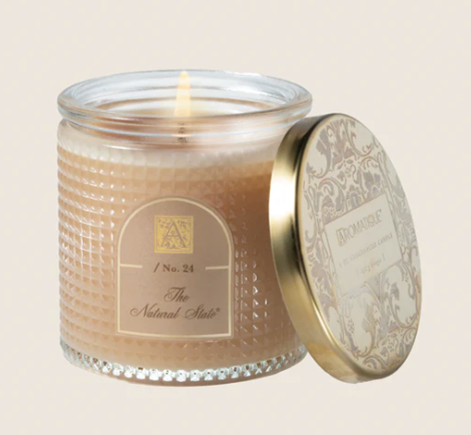 THE NATURAL STATE Aromatique Textured Glass Metal Lid  6 oz Scented Jar Candle