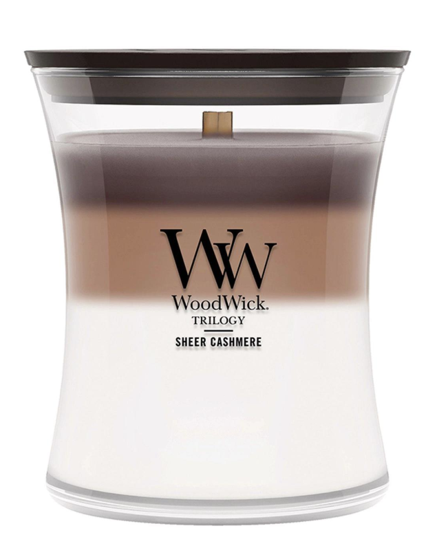 SHEER CASHMERE WoodWick 10oz Jar Candle Burns 100 Hours - 3 in One