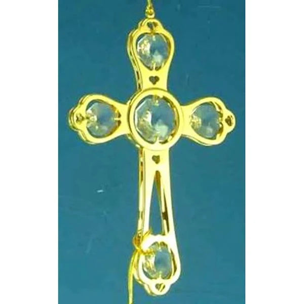 LARGE CROSS Gold Crystal Ornament