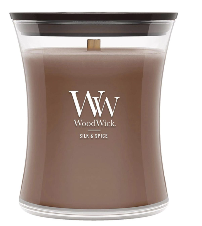 SILK & SPICE WoodWick 10oz Jar Candle Burns 100 Hours