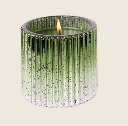 SMELL OF THE TREE Aromatique Plaid Ribbed Glass 9 oz Scented Jar Candle