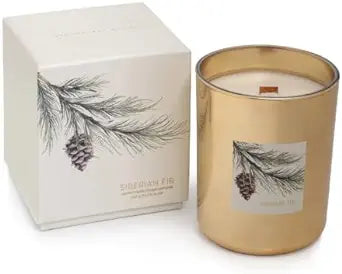 SIBERIAN FIR Zodax Wooden Wick Scented Jar Candle in Gray Gift Box - 16 oz