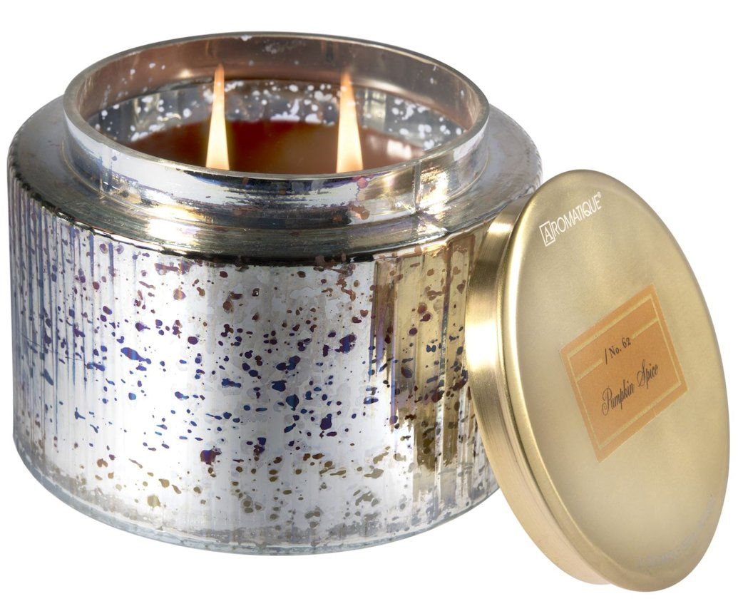 PUMPKIN SPICE Aromatique Metallic Glass 21 oz Scented Jar Candle