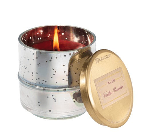 VANILLA ROSEWATER Aromatique Metallic Glass 6 oz Scented Jar Candle