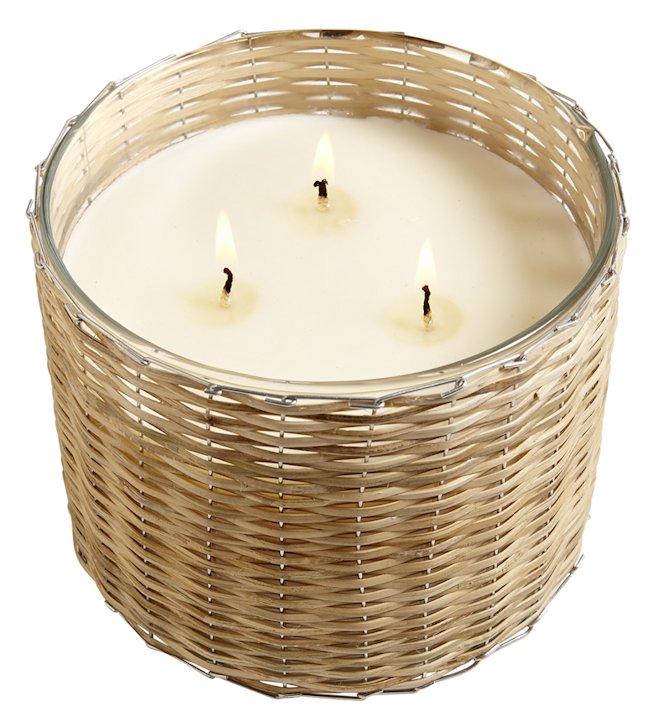 CUT+GRASS Field + Fleur Reed 3-Wick Handwoven 21 oz Scented Jar Candle