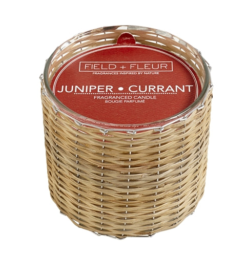 JUNIPER+CURRANT Field + Fleur Reed 2-Wick Handwoven 12 oz Scented Jar Candle