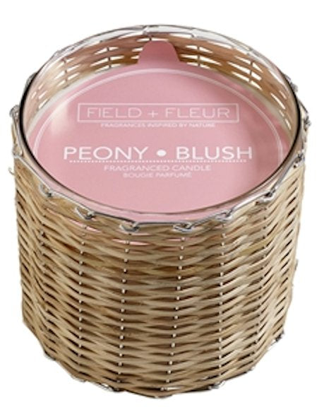 PEONY BLUSH Field + Fleur Reed 2-Wick Handwoven 12 oz Scented Jar Candle