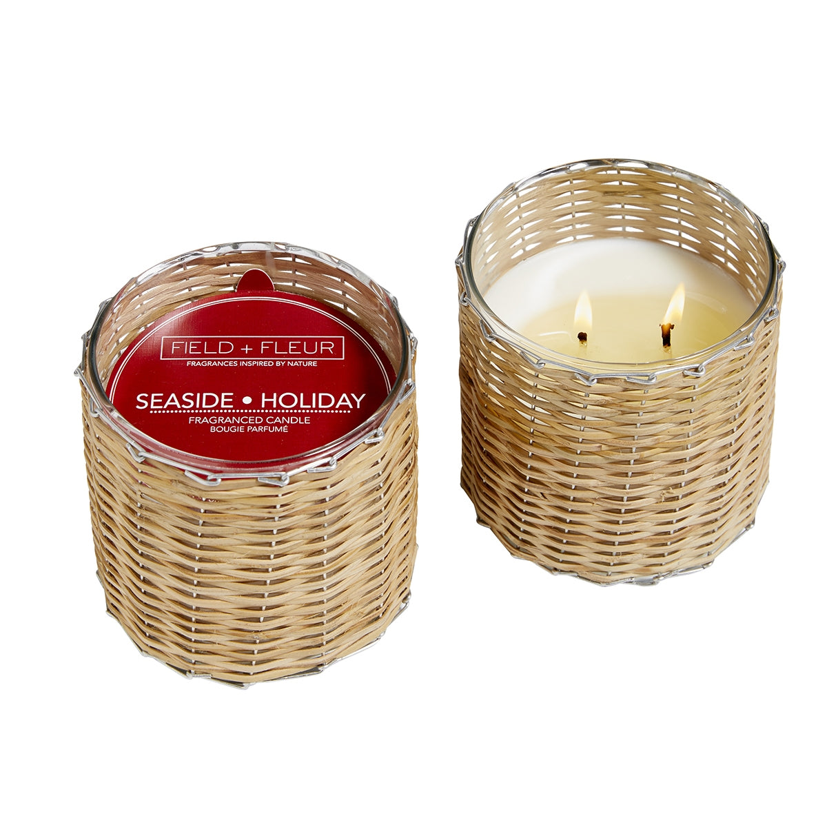 SEASIDE HOLIDAY Field + Fleur Reed 2-Wick Handwoven 12 oz Scented Jar Candle