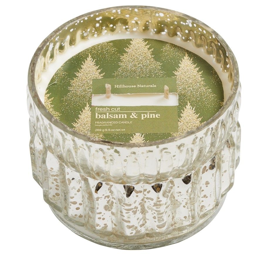 FRESH CUT BALSAM and PINE 2-Wick Mercury Glass 9.5 oz Scented Jar Candle