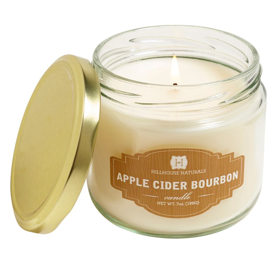 APPLE CIDER BOURBON Hillhouse Naturals 7 oz Scents of the Season Glass Scented Jar Candle