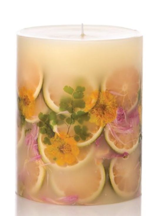 LEMON BLOSSOM & LYCHEE Rosy Rings Medium 6.5 Inch 200 Hour Pillar Botanical Scented Candle