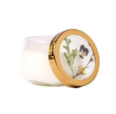 LEMON BLOSSOM and LYCHEE Rosy Rings Small 22 Hour Floral Pressed Scented Jar Candle