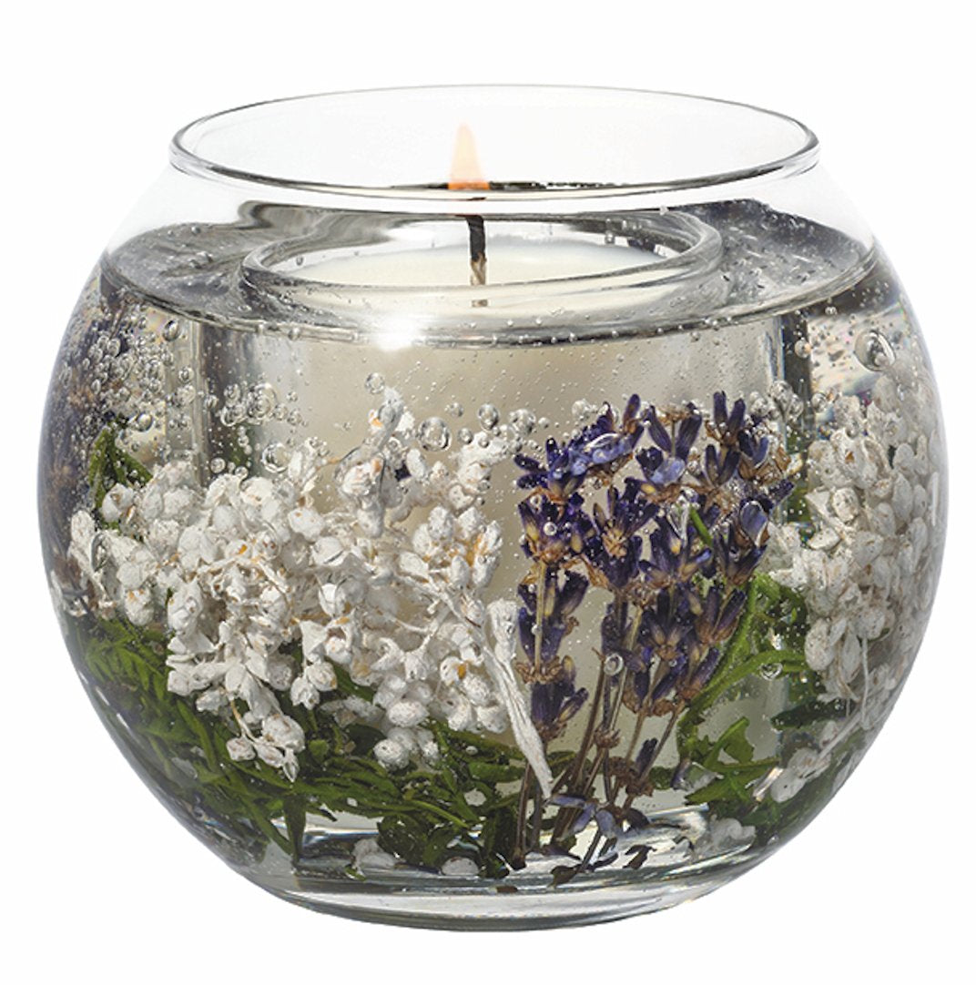 LAVENDER FIELDS Stoneglow Botanics Natural Wax Fishbowl Refillable Scented Jar Candle