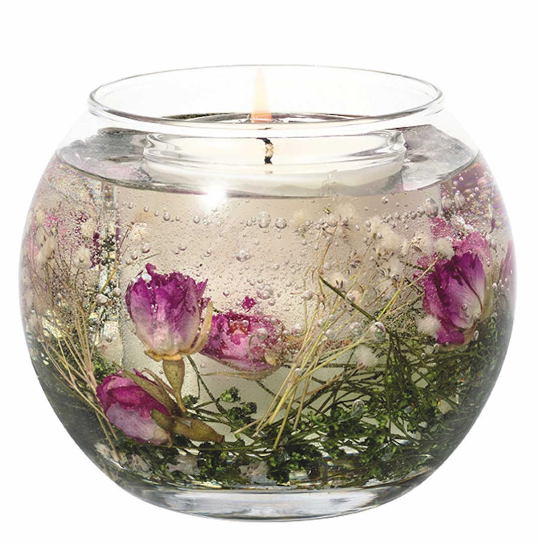 WILD ROSE Stoneglow Botanics Natural Wax Fishbowl Refillable Scented Jar Candle