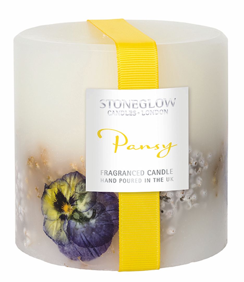 PANSY Stoneglow Botanics Fat Pillar Scented Candle