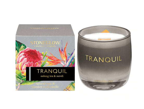 TRANQUIL Oolong Tea and Neroli Stoneglow Infusion Wooden Wick Tumbler Scented Jar Candle