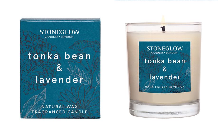 TONKA BEAN and LAVENDER Stoneglow Potager Garden Tumbler Scented Jar Candle