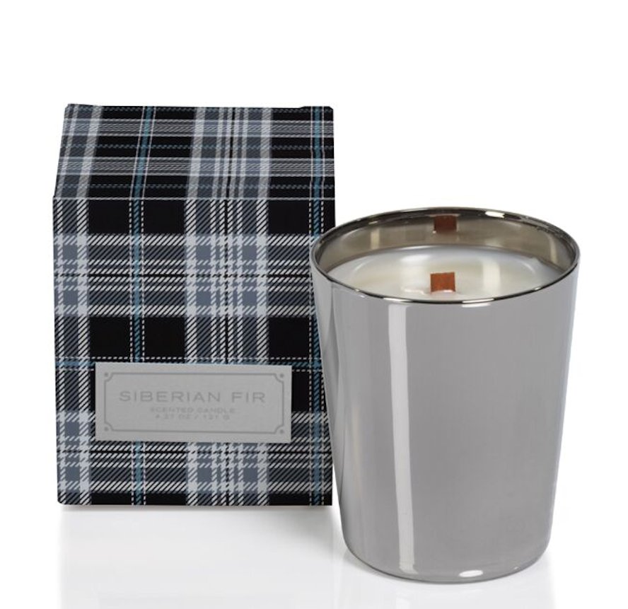 SIBERIAN FIR Silver Metallic Zodax Boxed Scented Jar Candle - 4 ounce