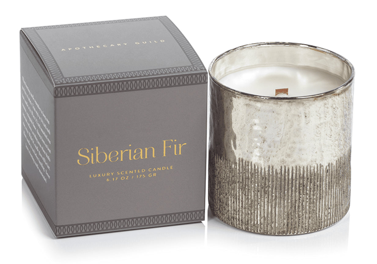 SIBERIAN FIR Zodax Scented Antique Gold Gift Boxed Scented Candle - 6 ounce