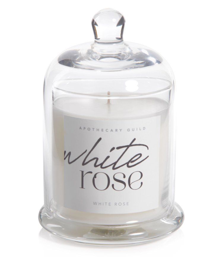 White Rose Zodax Apothecary Guild 10 Ounce Scented Jar Candle with Dome