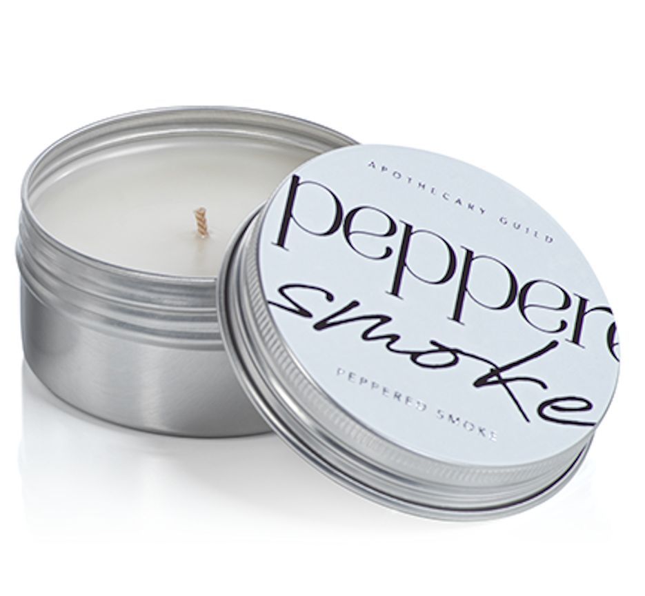 Peppered Smoke Zodax Apothecary Guild Scented Tin Candle