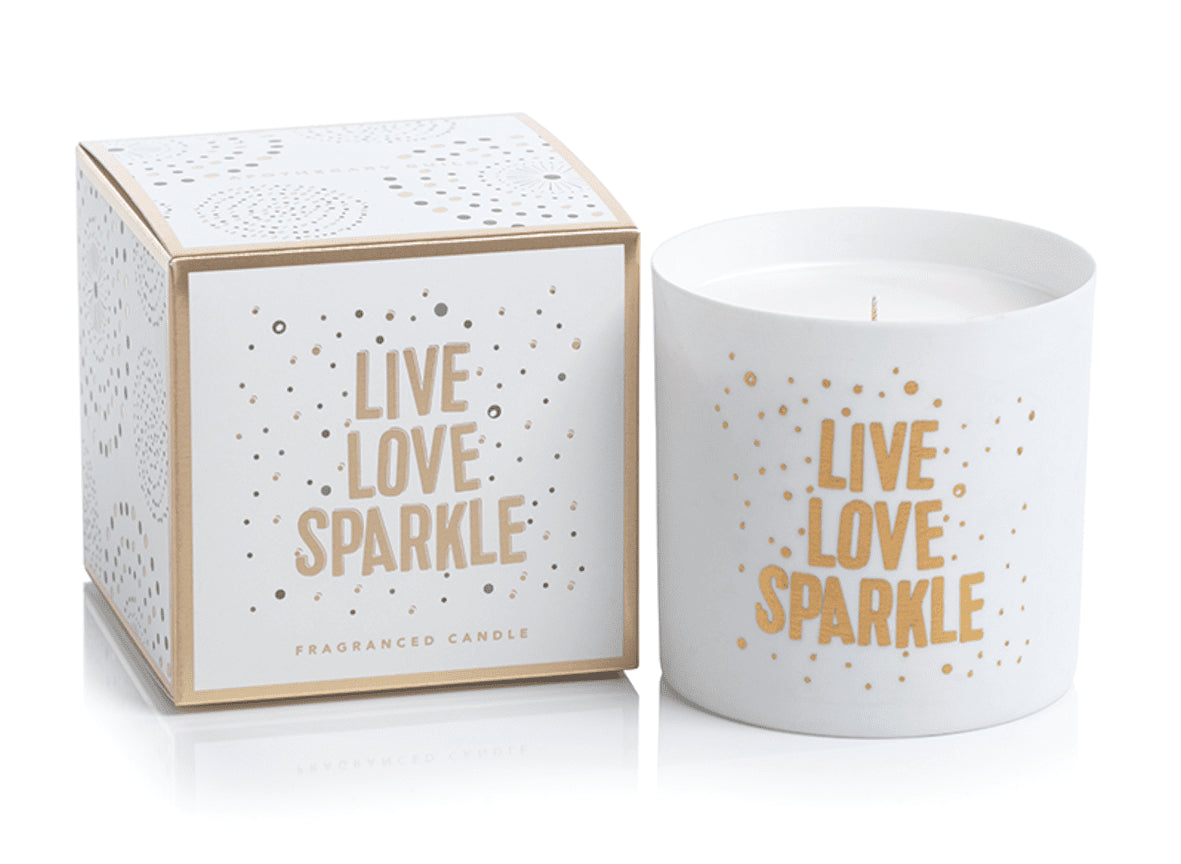 LIVE LOVE SPARKLE Black Fig Vetiver Zodax Porcelain Scented Jar Candle