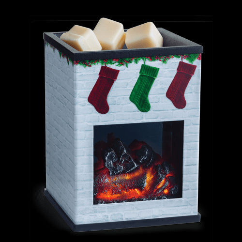 HOLIDAY FIREPLACE Glass Illumination Fragrance Warmer by Candle Warmers