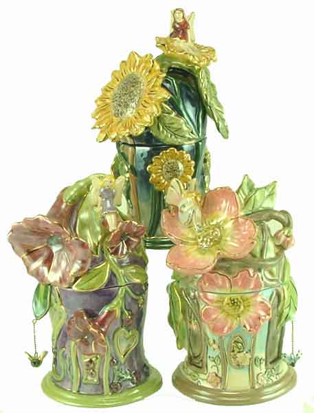 Collectors Set of 3 Fairy Flower Clayworks Fragrance Lamps