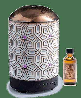 BRONZE GEOMETRIC Ultrasonic Auto-Timer Oil Diffuser with 2 oz Courtneys Fragrance Oil
